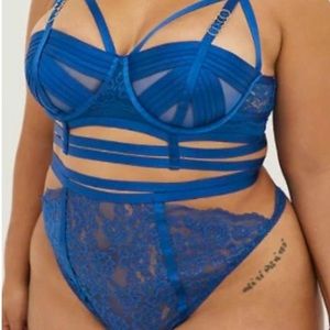 Torrid Blue Straps And Rings Satin Set-Blue 6x